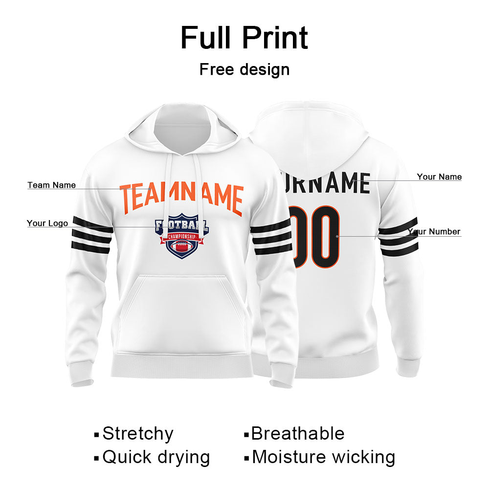 Custom Sweatshirt Hoodie For Men Women Girl Boy Print Your Logo Name Number WhiteBlack&Orange enthsush