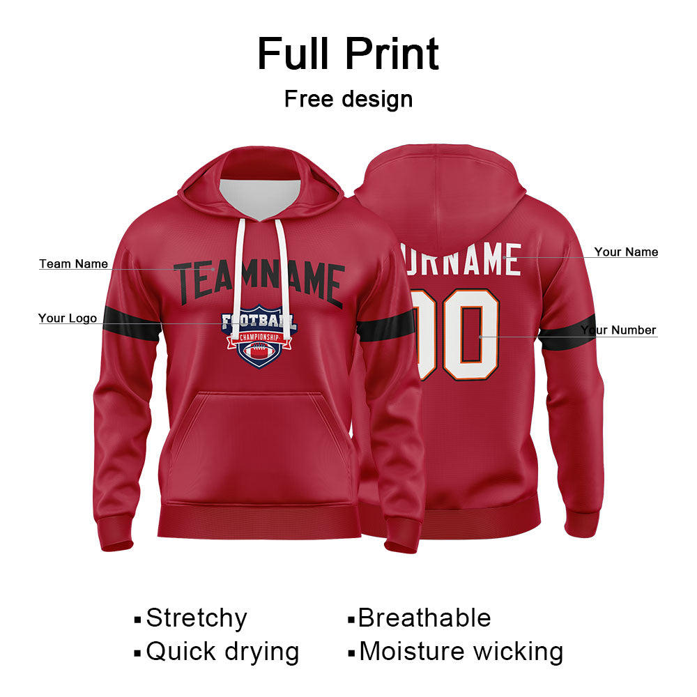 Custom Sweatshirt Hoodie For Men Women Girl Boy Print Your Logo Name Number Scarlet&Black enthsush