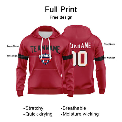 Custom Sweatshirt Hoodie For Men Women Girl Boy Print Your Logo Name Number Scarlet&Black enthsush