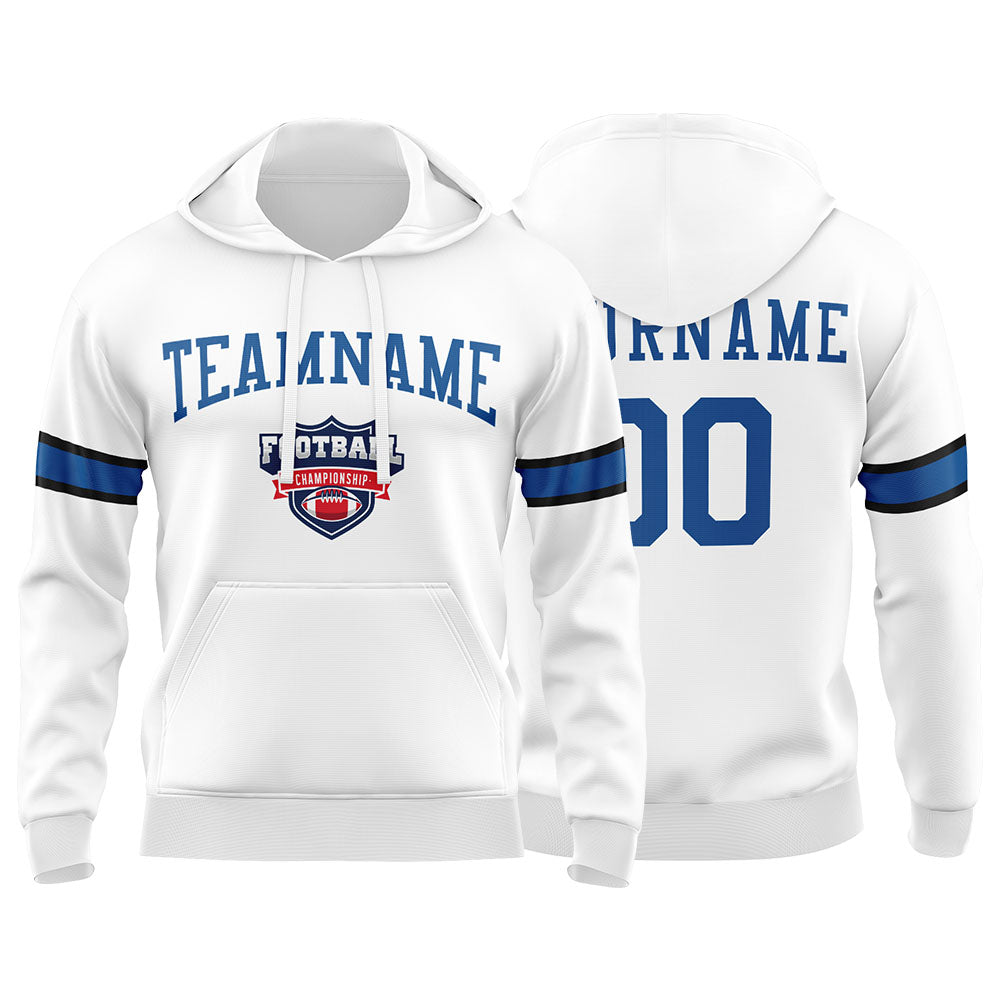 Custom Sweatshirt Hoodie For Men Women Girl Boy Print Your Logo Name Number White&Royal&Black enthsush