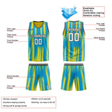 Custom Reversible Basketball Suit for Adults and Kids Personalized Jersey Light Blue&Yellow