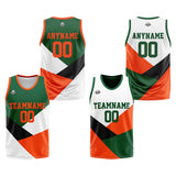 Custom Reversible Basketball Suit for Adults and Kids Personalized Jersey Green&Orange