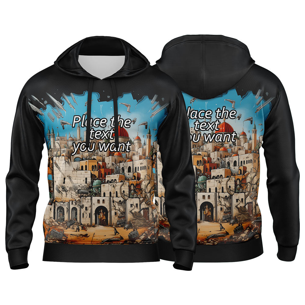 Custom Black 3D Pattern Design Bomber Full-Snap Varsity  Hoodie enthsush