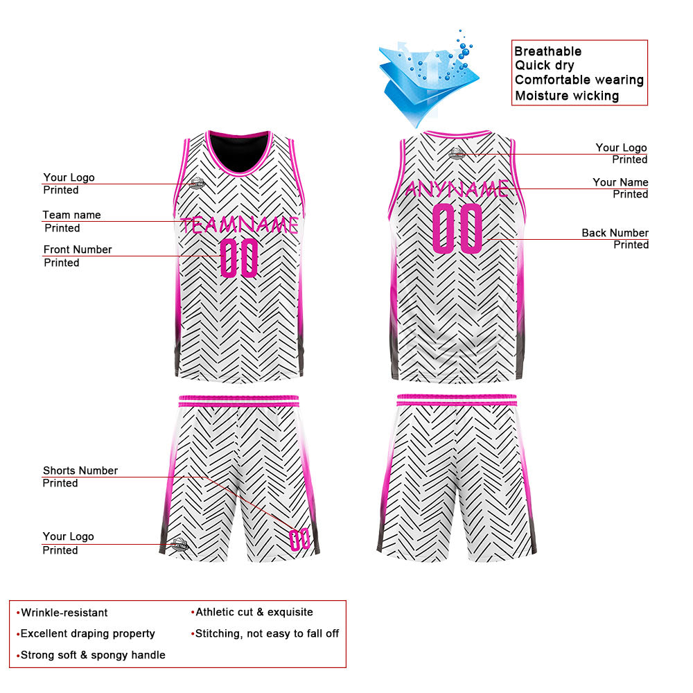 Custom Reversible Basketball Suit for Adults and Kids Personalized Jersey White&Black enthsush