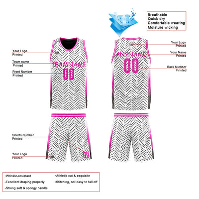 Custom Reversible Basketball Suit for Adults and Kids Personalized Jersey White&Black enthsush