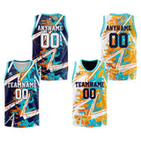 Custom Reversible Basketball Suit for Adults and Kids Personalized Jersey Orange&Aqua