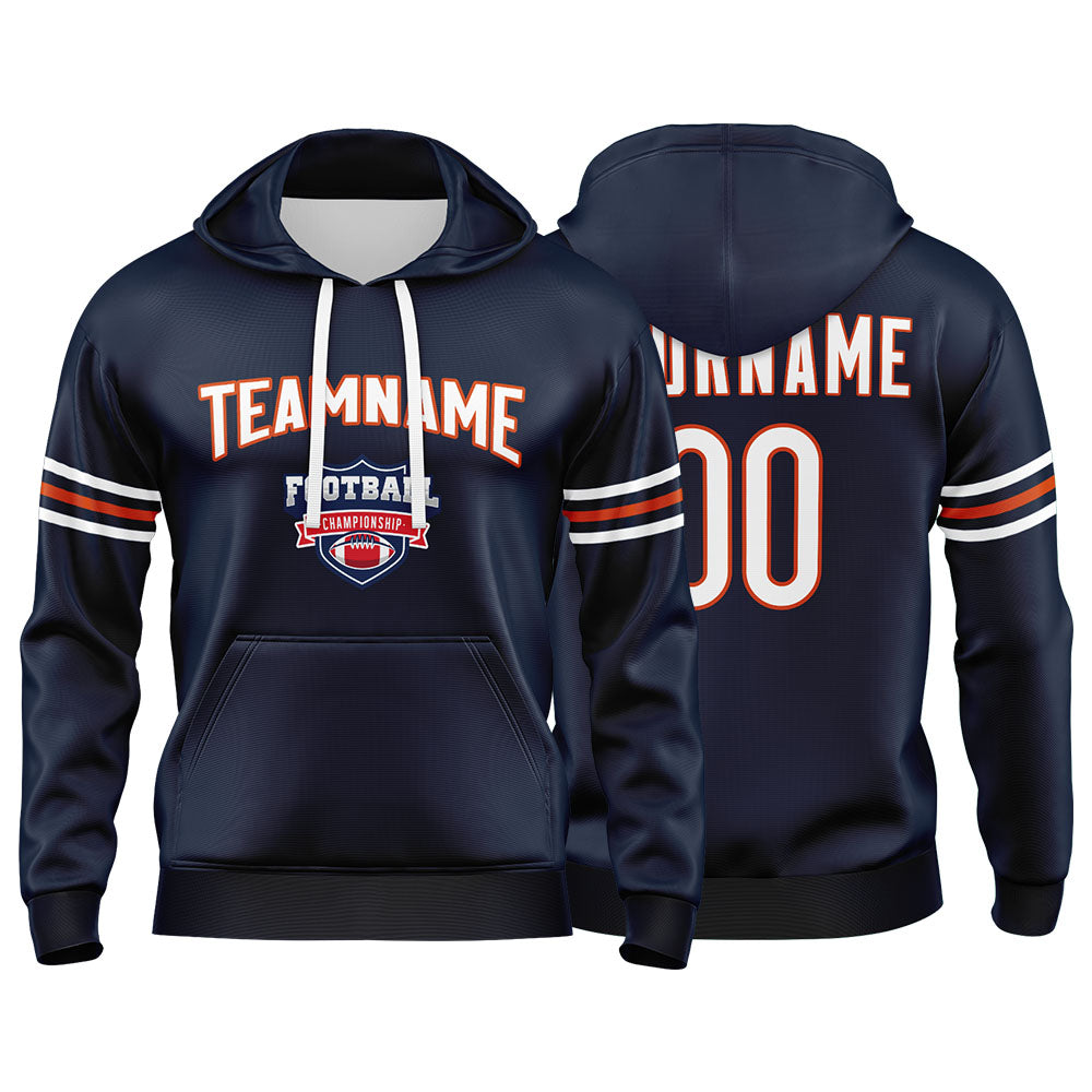 Custom Sweatshirt Hoodie For Men Women Girl Boy Print Your Logo Name Number Navy&White&Orange enthsush