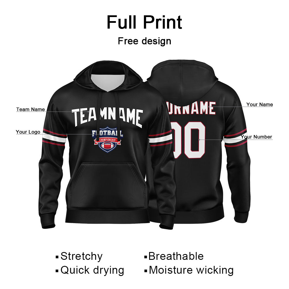 Custom Sweatshirt Hoodie For Men Women Girl Boy Print Your Logo Name Number Black&White&Red enthsush
