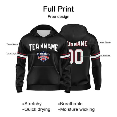 Custom Sweatshirt Hoodie For Men Women Girl Boy Print Your Logo Name Number Black&White&Red enthsush