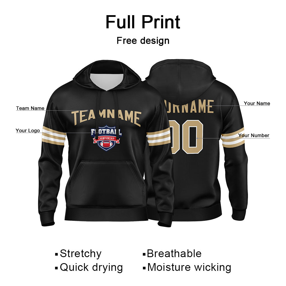 Custom Sweatshirt Hoodie For Men Women Girl Boy Print Your Logo Name Number Black&White&Gold enthsush