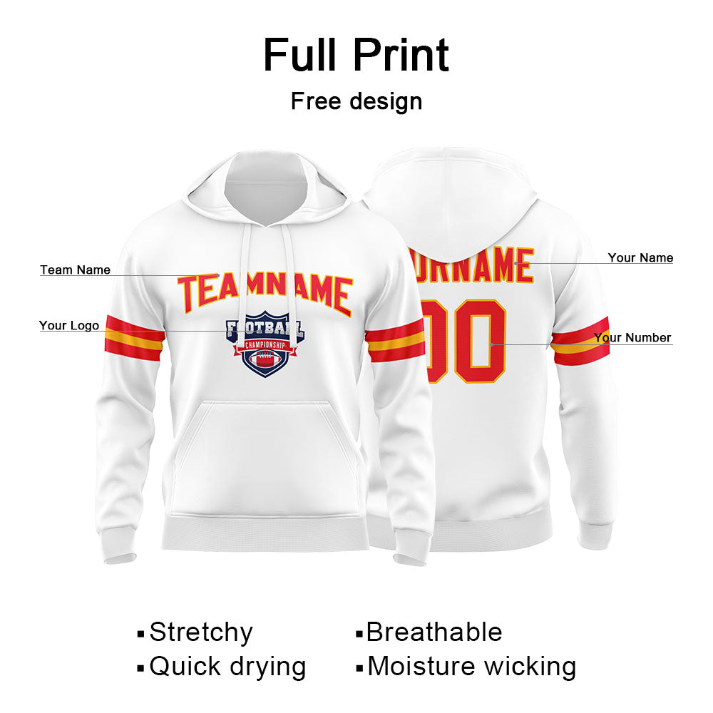 Custom Sweatshirt Hoodie For Men Women Girl Boy Print Your Logo Name Number White&Red&Yellow enthsush