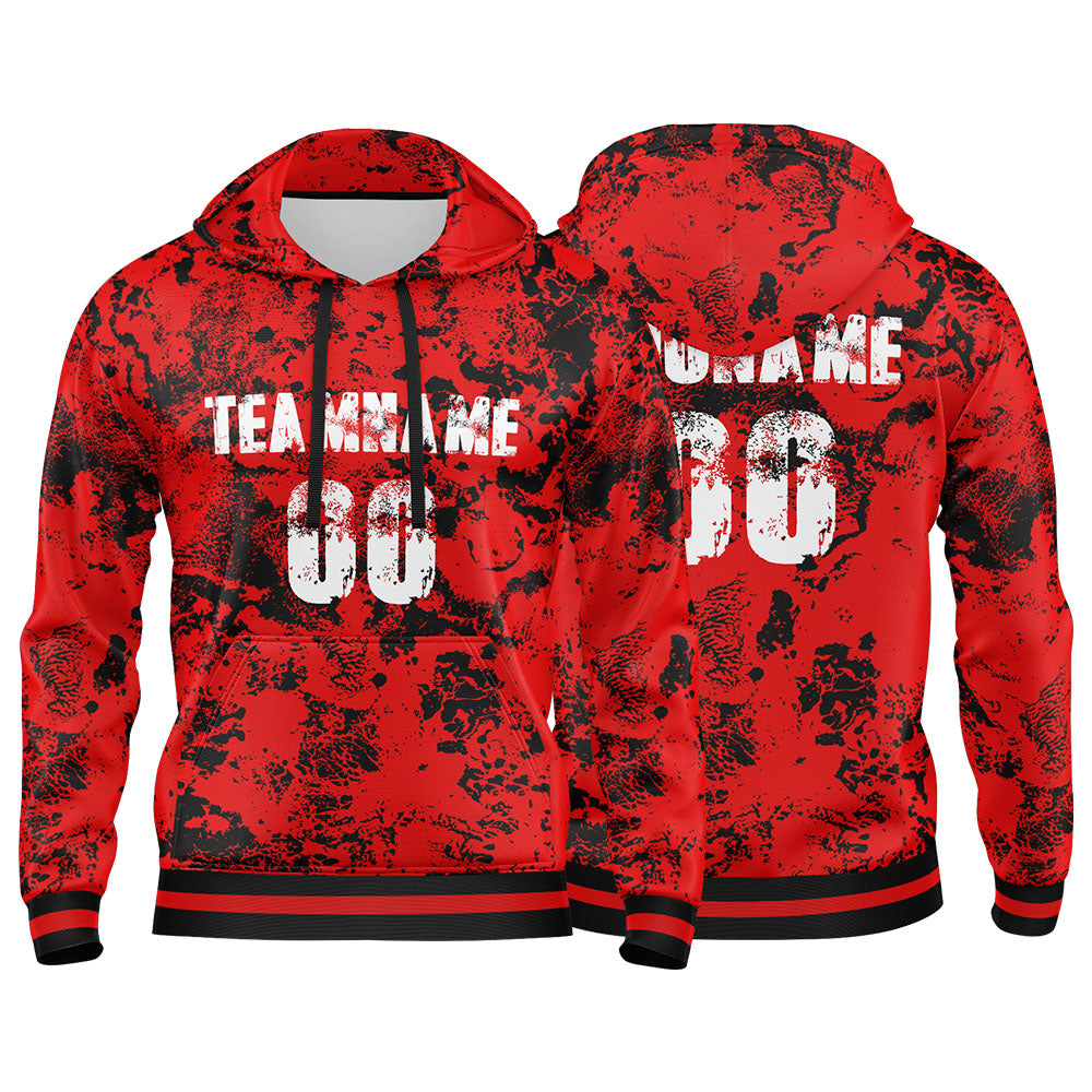 Custom Red White-Black 3D Pattern Design Bomber Full-Snap Varsity  Hoodie enthsush