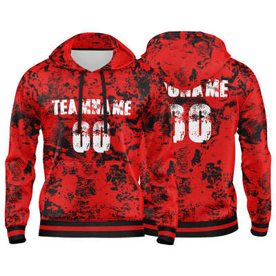Custom Red White-Black 3D Pattern Design Bomber Full-Snap Varsity  Hoodie enthsush