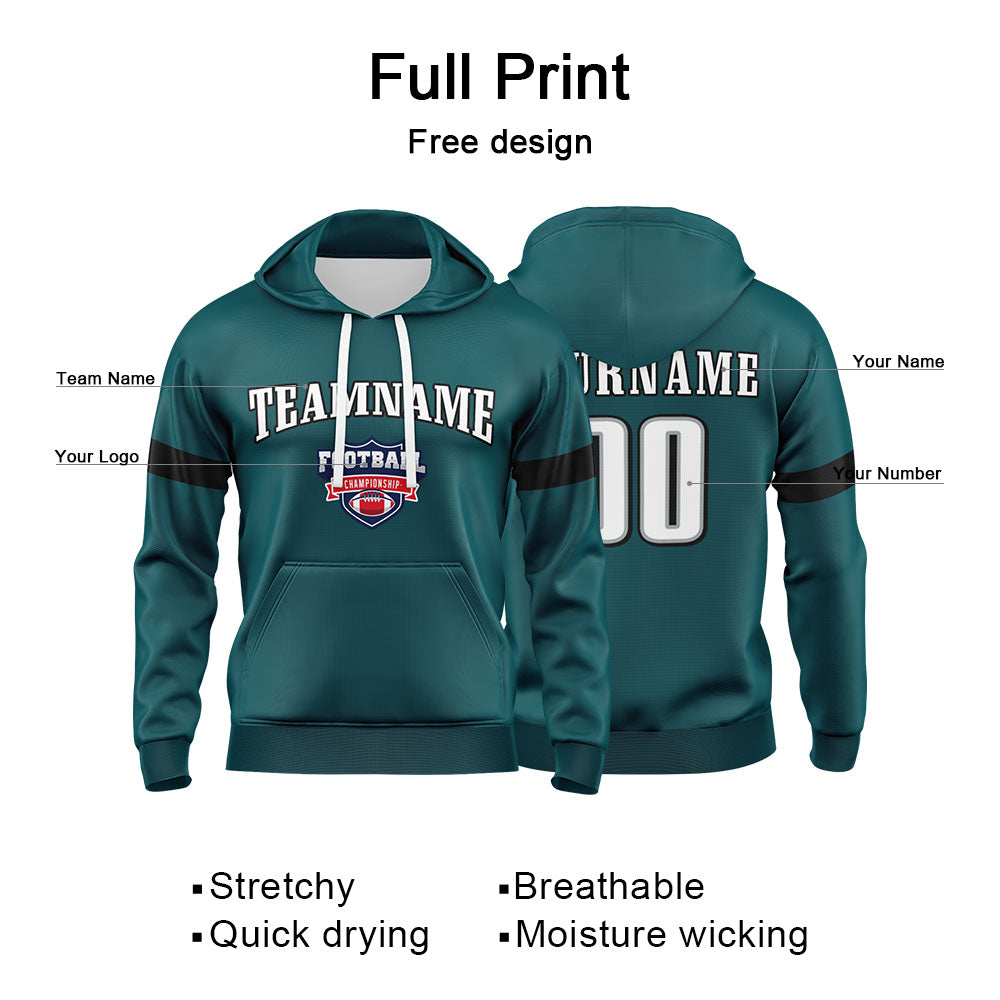 Custom Sweatshirt Hoodie For Men Women Girl Boy Print Your Logo Name Number Midnight Green&Black&White enthsush