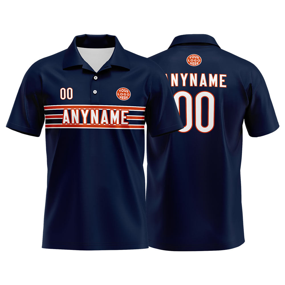 Custom Football Polo Shirts  for Men, Women, and Kids Add Your Unique Logo&Text&Number Chicago enthsush
