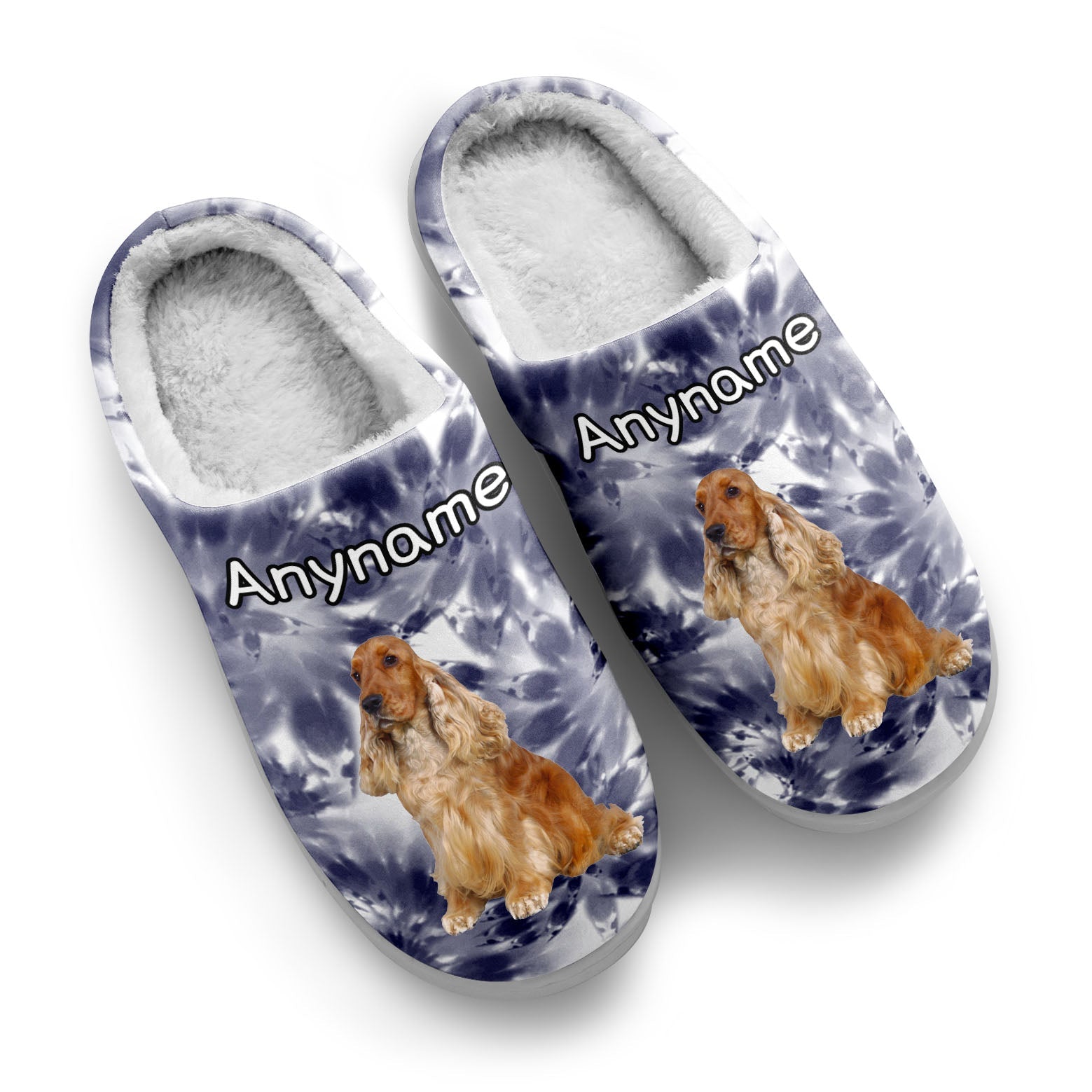 Custom Your Own Personalized Cotton Slippers for Dog Cat Lover Add Any Text Photoes White&Navy Bandhnu enthsush