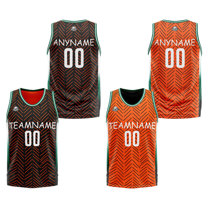 Custom Reversible Basketball Suit for Adults and Kids Personalized Jersey Black&Orange