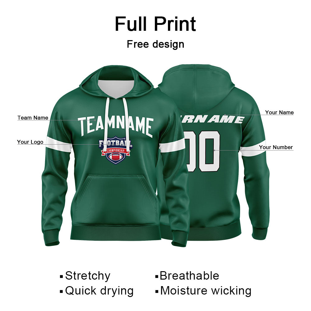 Custom Sweatshirt Hoodie For Men Women Girl Boy Print Your Logo Name Number Green&White&Black enthsush