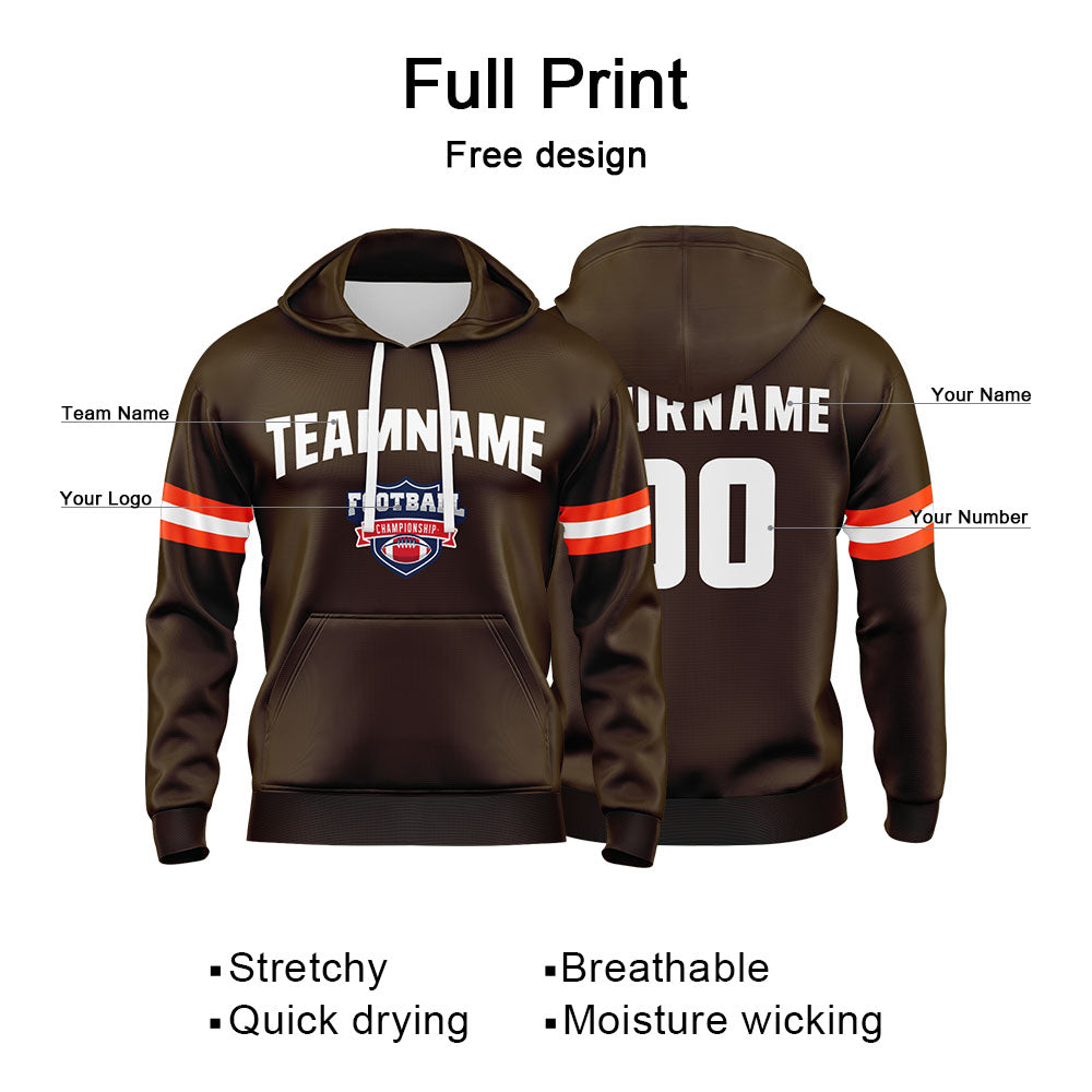 Custom Sweatshirt Hoodie For Men Women Girl Boy Print Your Logo Name Number Brown&White&Orange enthsush