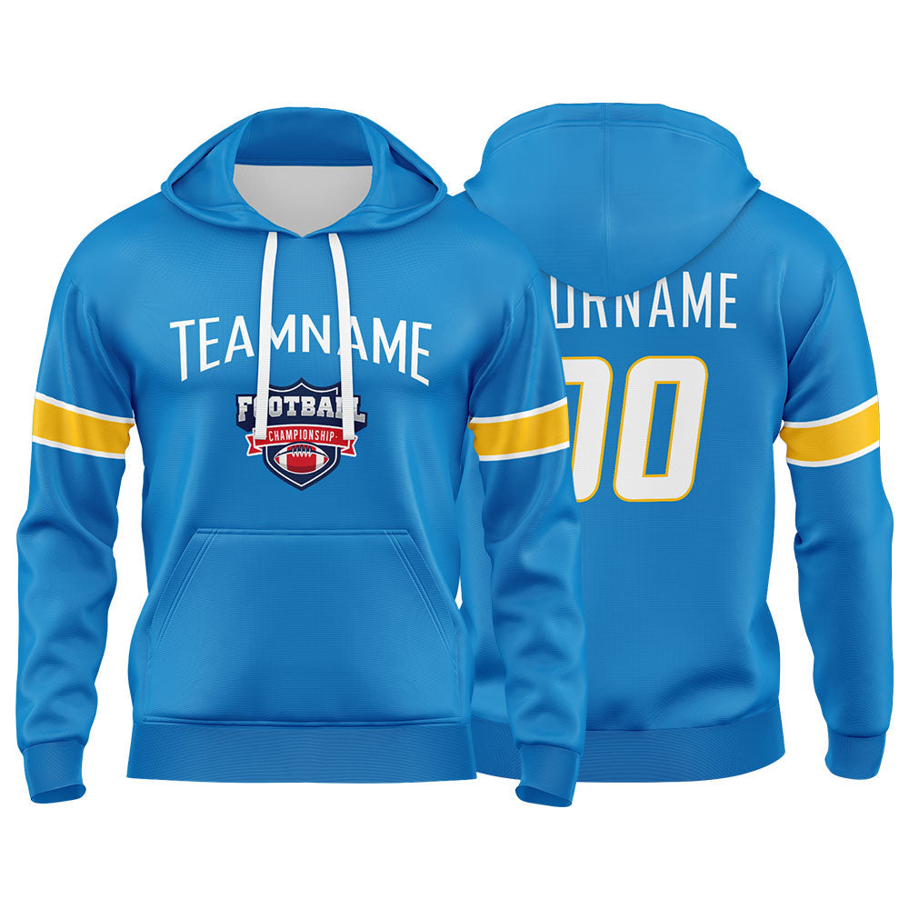 Custom Sweatshirt Hoodie For Men Women Girl Boy Print Your Logo Name Number Powder Blue&Yellow&White enthsush