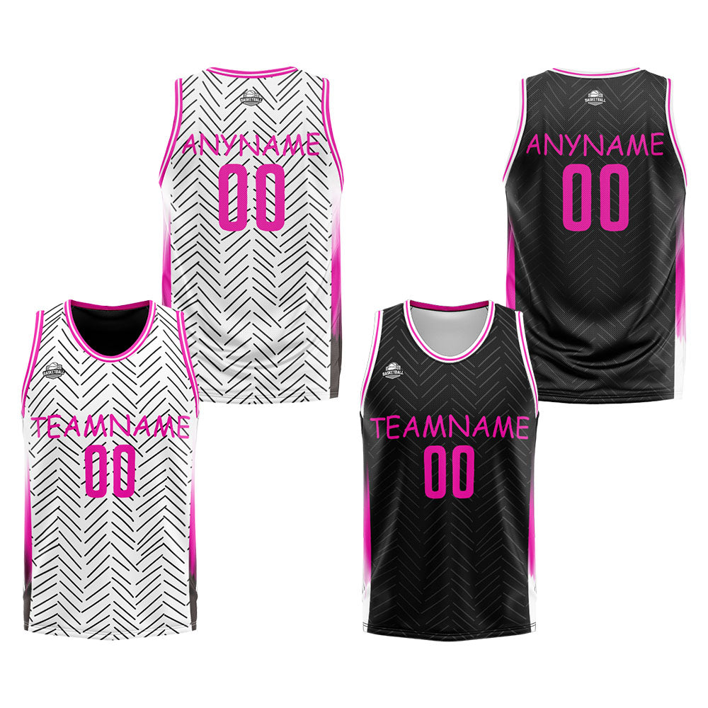 Custom Reversible Basketball Suit for Adults and Kids Personalized Jersey White&Black enthsush