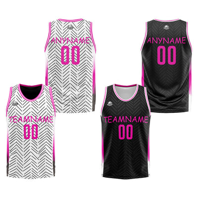 Custom Reversible Basketball Suit for Adults and Kids Personalized Jersey White&Black enthsush