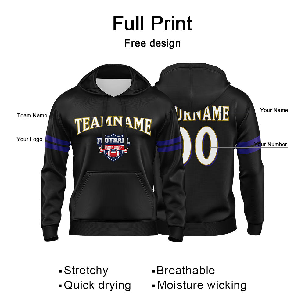 Custom Sweatshirt Hoodie For Men Women Girl Boy Print Your Logo Name Number Black&Purple&White&Gold enthsush