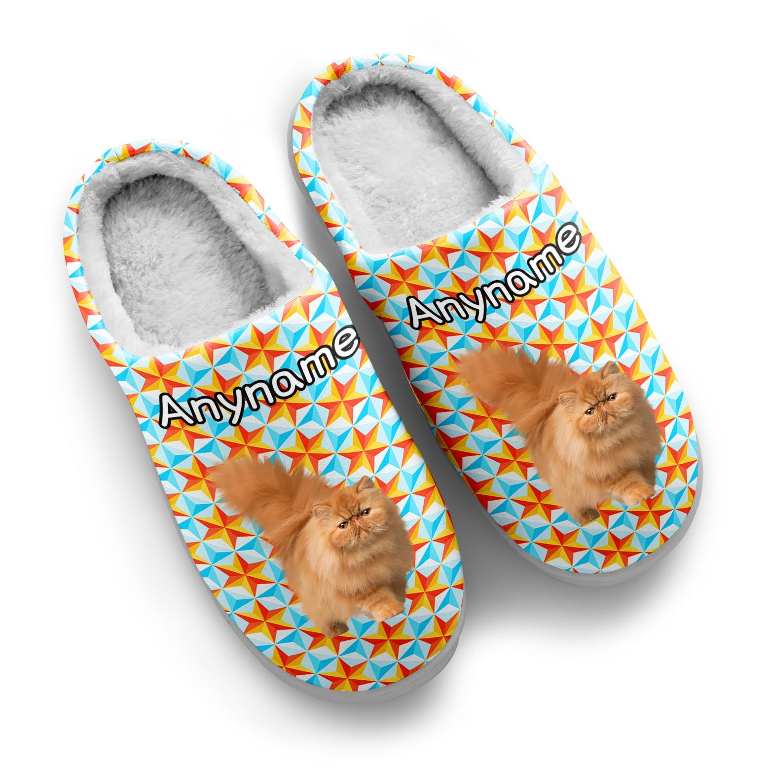 Custom Your Own Personalized Cotton Slippers for Dog Cat Lover Add Any Text Photoes Orange Star enthsush