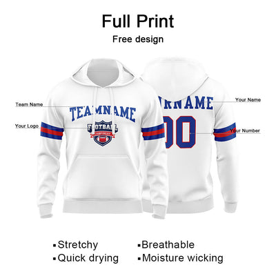 Custom Sweatshirt Hoodie For Men Women Girl Boy Print Your Logo Name Number White&Royal&Red enthsush