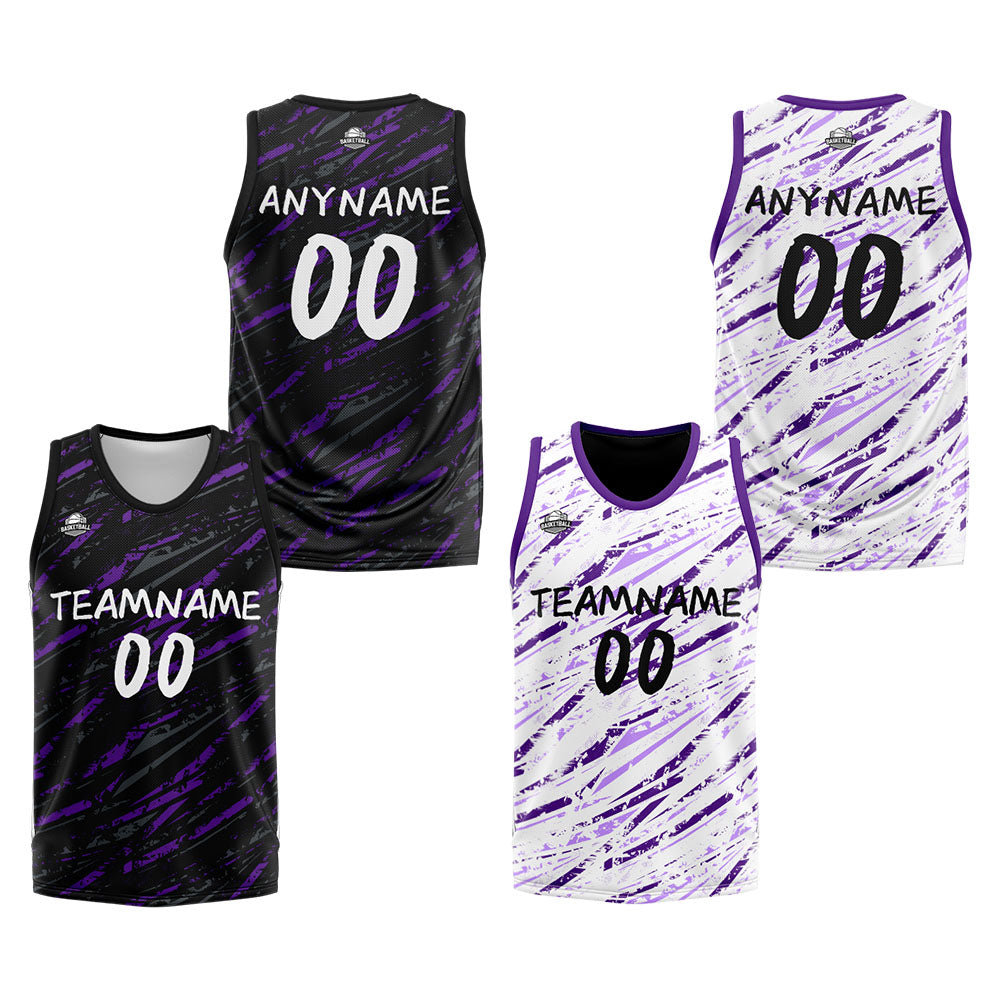 Custom Reversible Basketball Suit for Adults and Kids Personalized Jersey Damage-Purple enthsush