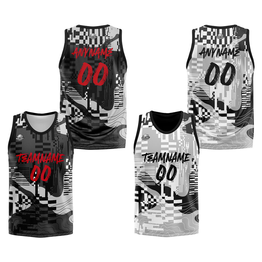 Custom Reversible Basketball Suit for Adults and Kids Personalized Jersey Black&Gray enthsush