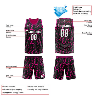Custom Reversible Basketball Suit for Adults and Kids Personalized Jersey Black&Pink enthsush