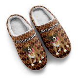 Custom Your Own Personalized Cotton Slippers for Dog Cat Lover Add Any Text Photoes Brown Diamond