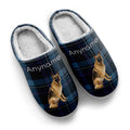 Custom Your Own Personalized Cotton Slippers for Dog Cat Lover Add Any Text Photoes Navy Tartan enthsush