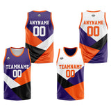 Custom Reversible Basketball Suit for Adults and Kids Personalized Jersey Purple&Orange