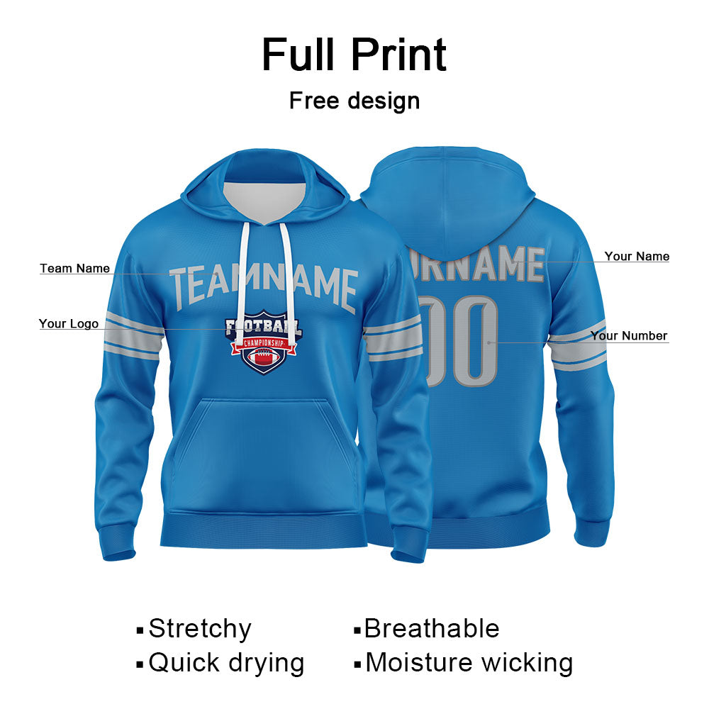 Custom Sweatshirt Hoodie For Men Women Girl Boy Print Your Logo Name Number Blue&Gray enthsush