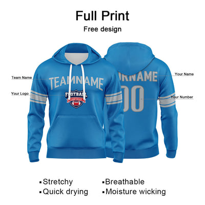 Custom Sweatshirt Hoodie For Men Women Girl Boy Print Your Logo Name Number Blue&Gray enthsush