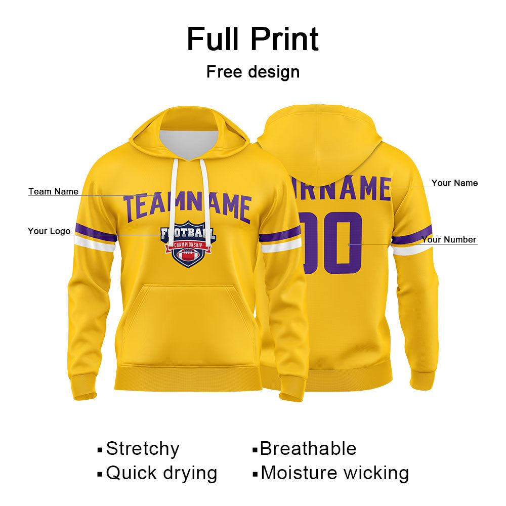 Custom Sweatshirt Hoodie For Men Women Girl Boy Print Your Logo Name Number Yellow&Purple&White enthsush