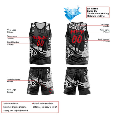 Custom Reversible Basketball Suit for Adults and Kids Personalized Jersey Black&Gray enthsush