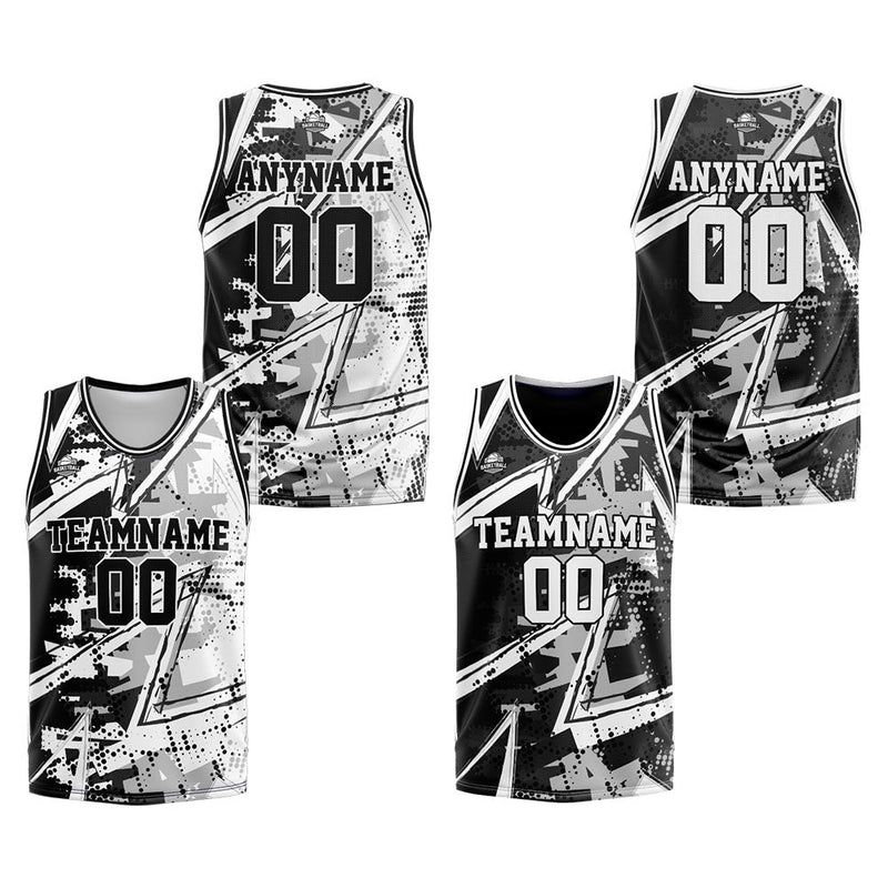 Custom Reversible Basketball Suit for Adults and Kids Personalized Jersey Black&Gray