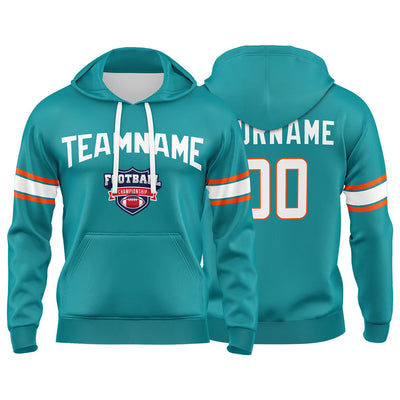 Custom Sweatshirt Hoodie For Men Women Girl Boy Print Your Logo Name Number Aqua&Orange&White enthsush