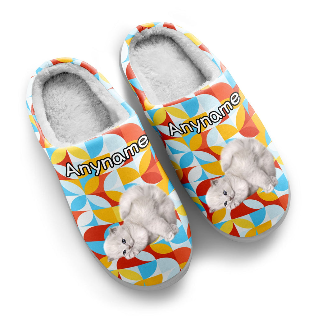 Custom Your Own Personalized Cotton Slippers for Dog Cat Lover Add Any Text Photoes Light Blue&Orange enthsush