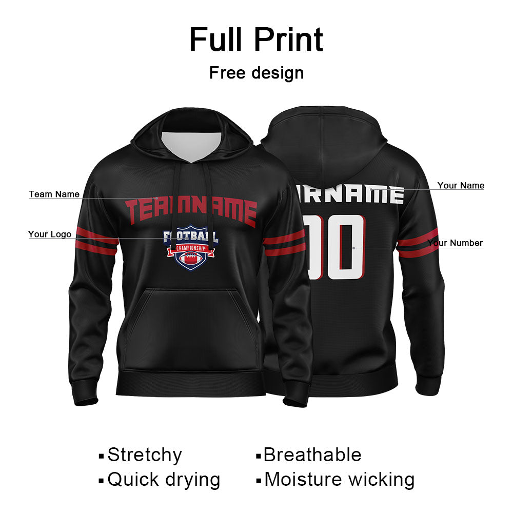Custom Sweatshirt Hoodie For Men Women Girl Boy Print Your Logo Name Number Black&Red&White enthsush