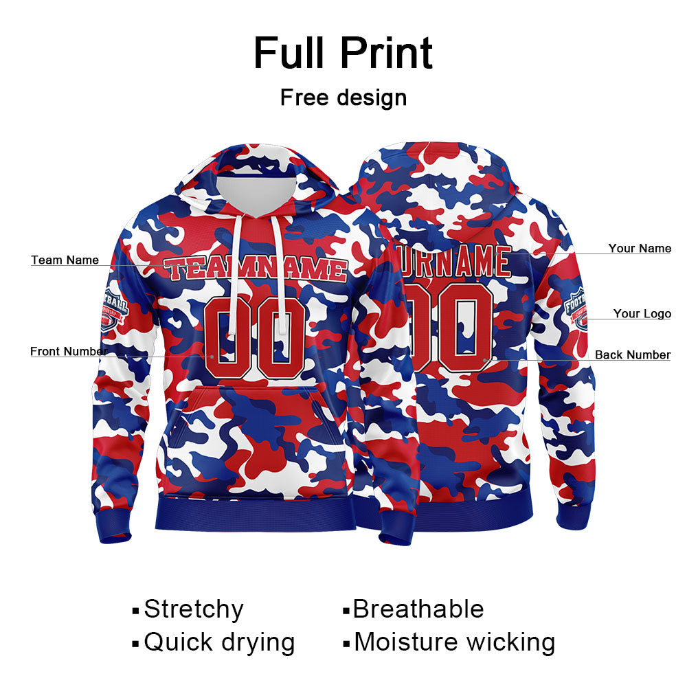 Custom Sweatshirt Hoodie For Men Women Girl Boy Print Your Logo Name Number Royal&Red enthsush