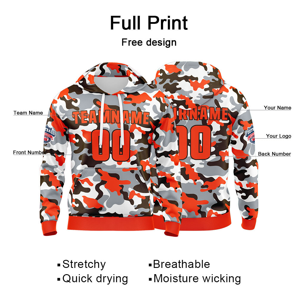 Custom Sweatshirt Hoodie For Men Women Girl Boy Print Your Logo Name Number Orange&Brown enthsush