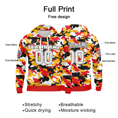 Custom Sweatshirt Hoodie For Men Women Girl Boy Print Your Logo Name Number Red&Yellow enthsush