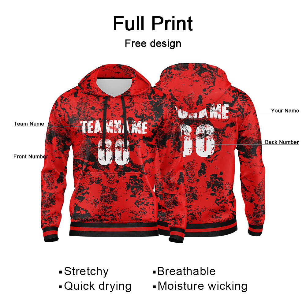 Custom Red White-Black 3D Pattern Design Bomber Full-Snap Varsity  Hoodie enthsush