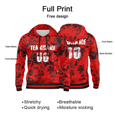 Custom Red White-Black 3D Pattern Design Bomber Full-Snap Varsity  Hoodie enthsush