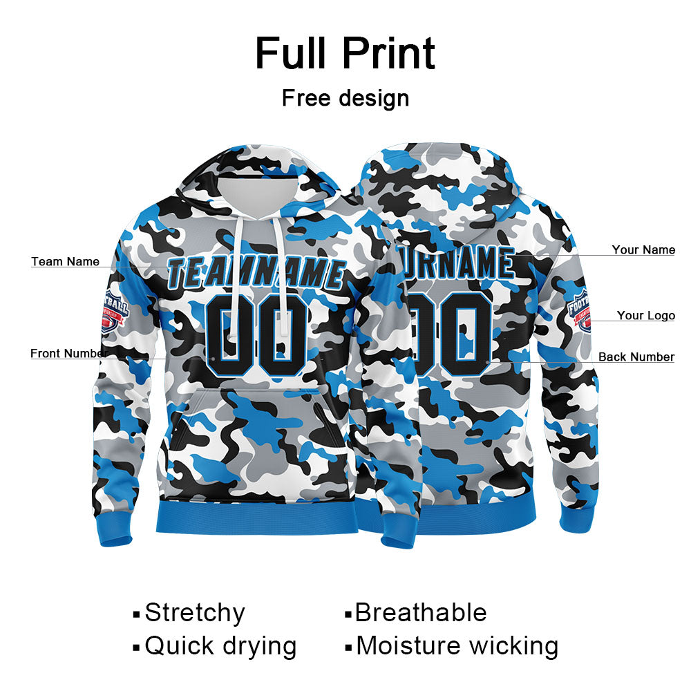 Custom Sweatshirt Hoodie For Man Woman Girl Boy Print Your Logo Name Number Light Blue&Black enthsush