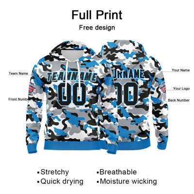 Custom Sweatshirt Hoodie For Man Woman Girl Boy Print Your Logo Name Number Light Blue&Black enthsush